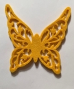 Schmetterling aus Filz mit filigranem Muster, gelb